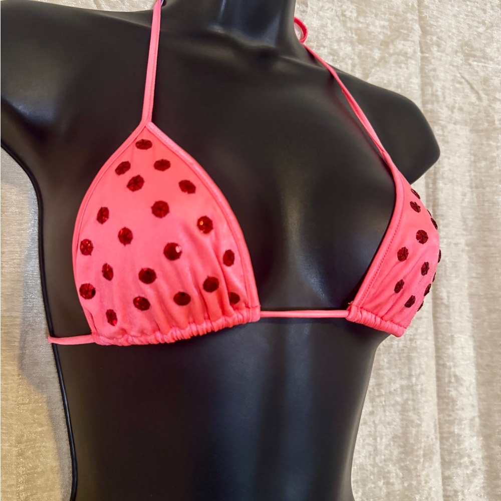 Pink Sequin Bikini Top